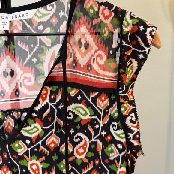Veronica Beard 100% Silk Ikat Print Sleeveless Blouse โ Size 2 - Picture 7 of 9